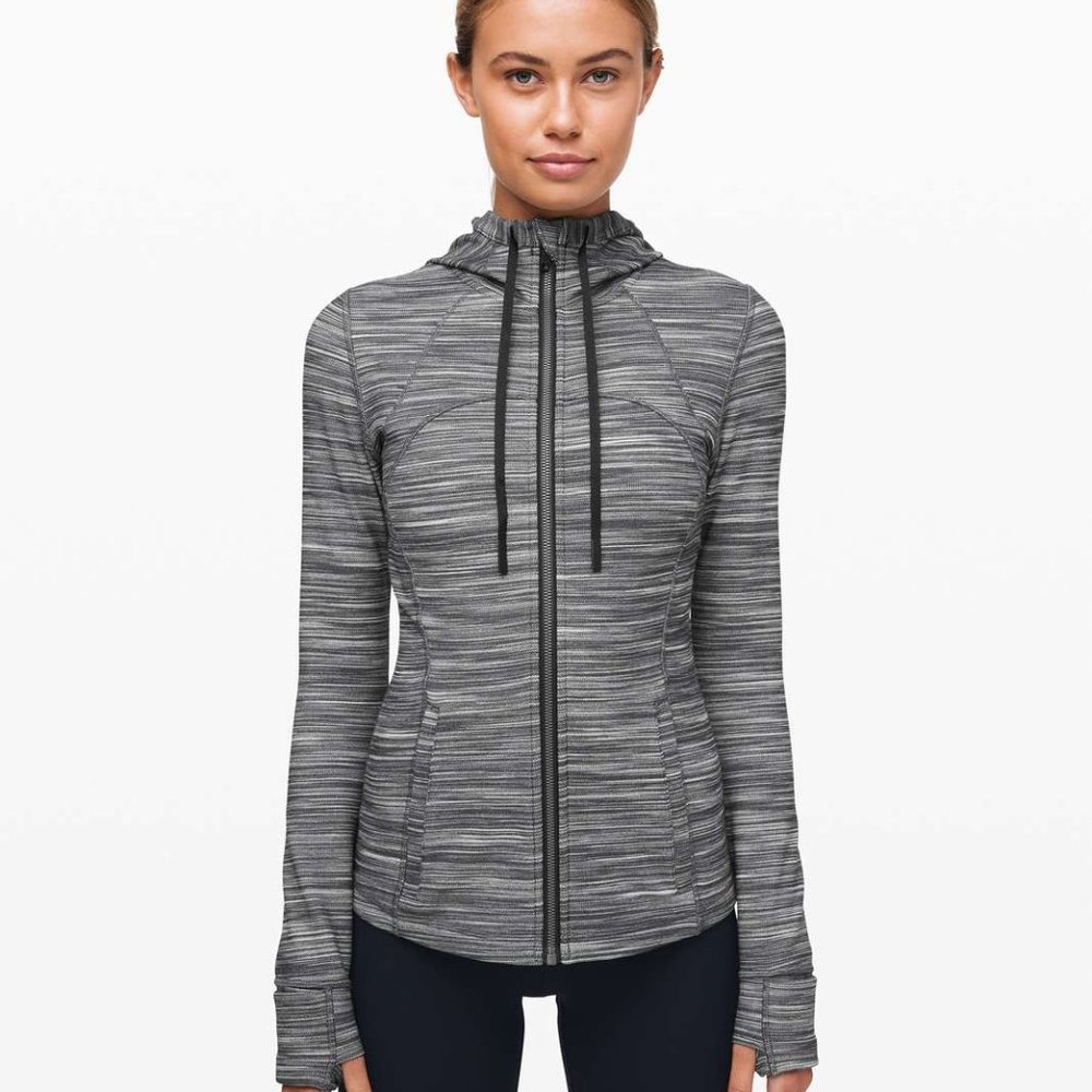 Lululemon Hooded Define Jacket Nulu Heathered Black/ White Size 10